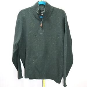 Jos. A. Bank Lambswool Quarter-Zip Sweater – Men’s M, Dark Green Donegal Speckle